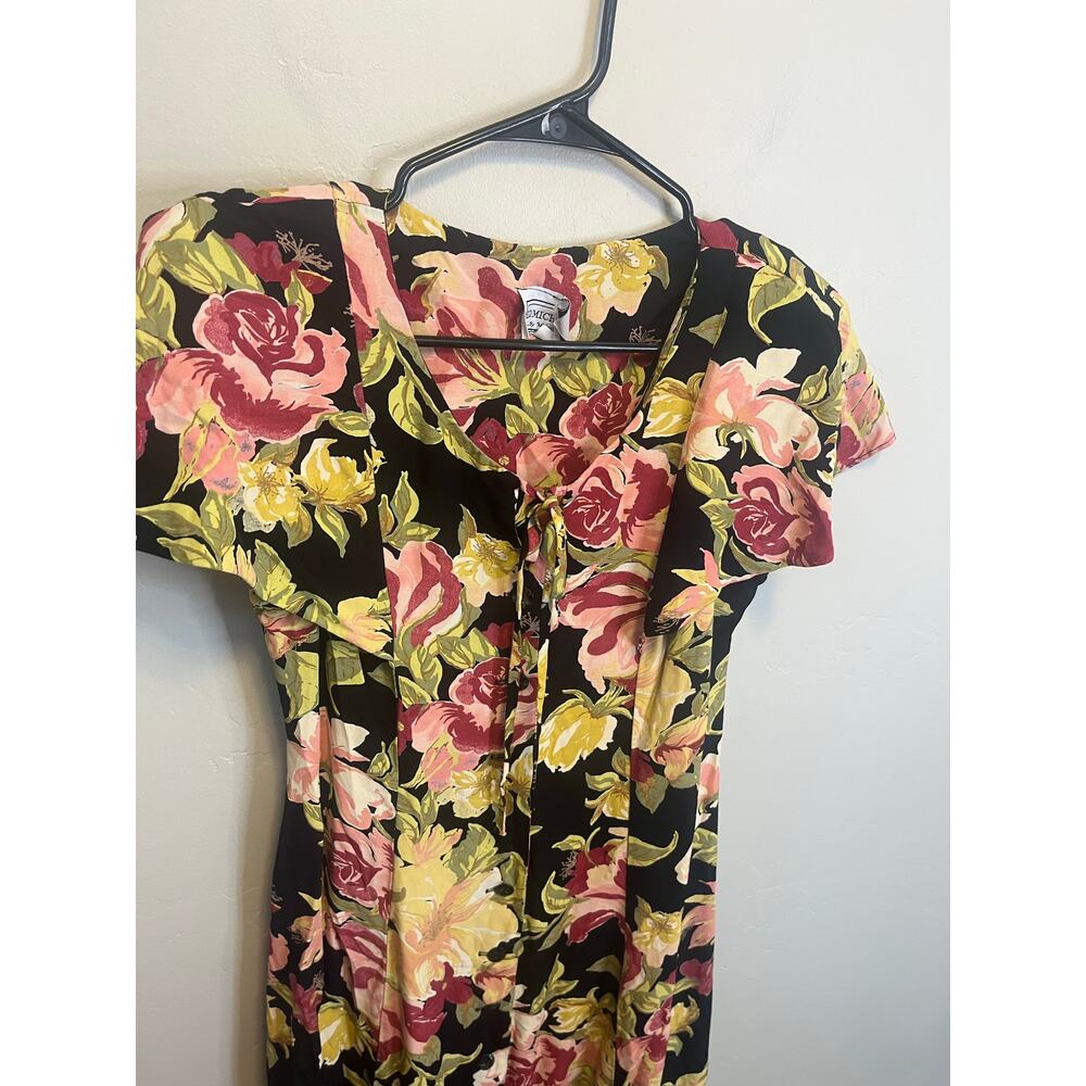 Vintage 90's Floral Cottagecore Short Sleeve Midi Length Romantic Dress Size M - Picture 4 of 10